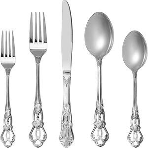 🆕 Gorgeous Retro Royal Stainless Steel 20 Pieces Flatware Set Anti-Rust Spoon